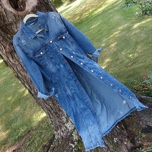 Distressed denim duster by Highway